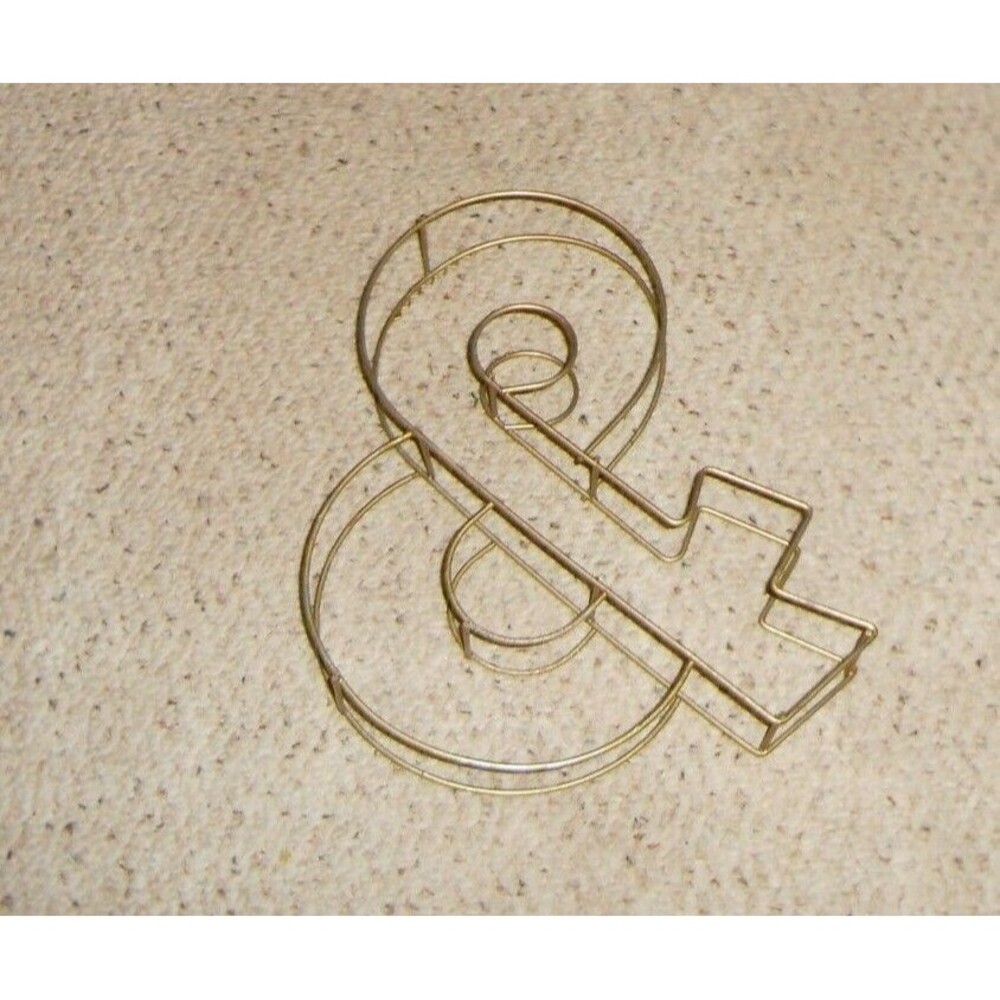 GOLD 11" x 8.5" tall 3D Metal Wire And Symbol Ampersand & Party Wedding Decor &&